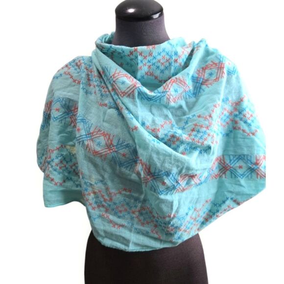 EC LULU COTTON EMBROIDERED INFINITY SCARF OSFM - Picture 1 of 4